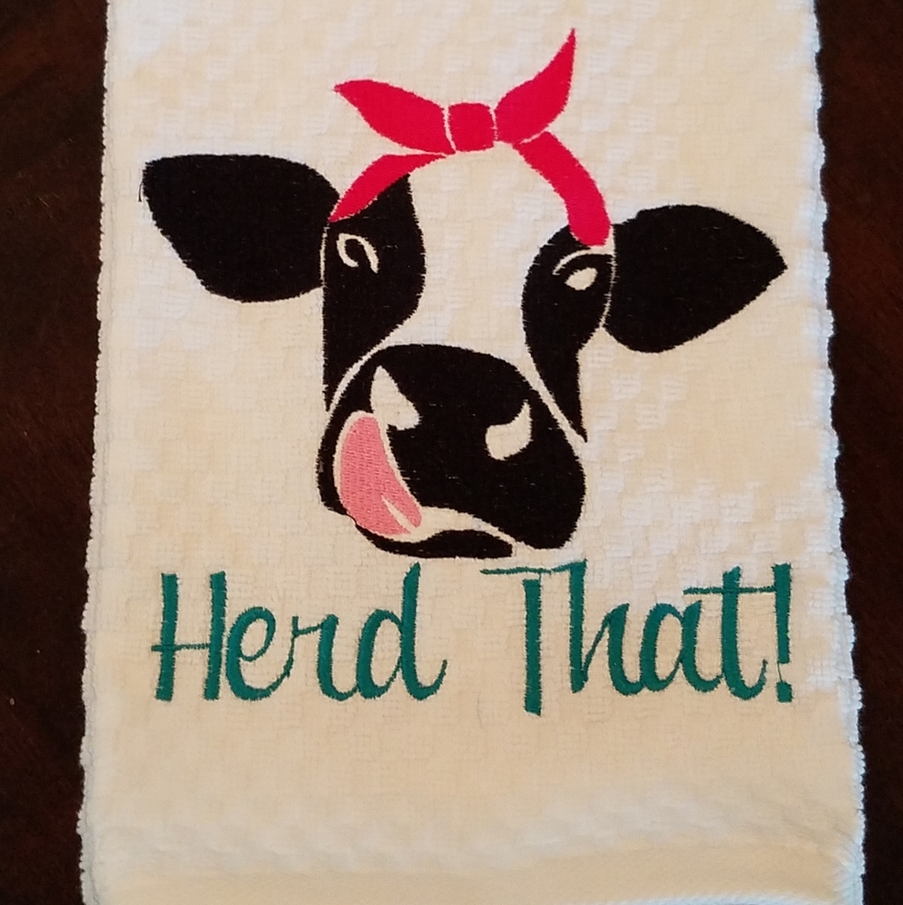 Herd That! Cow kitchen hand towel